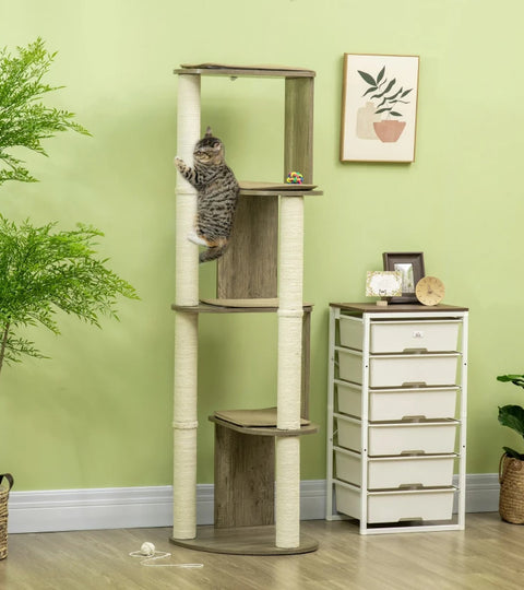 The Nook · Corner Cat Tree · 4 Platforms · Space-Saving · Natural Sisal · PurrPeak
