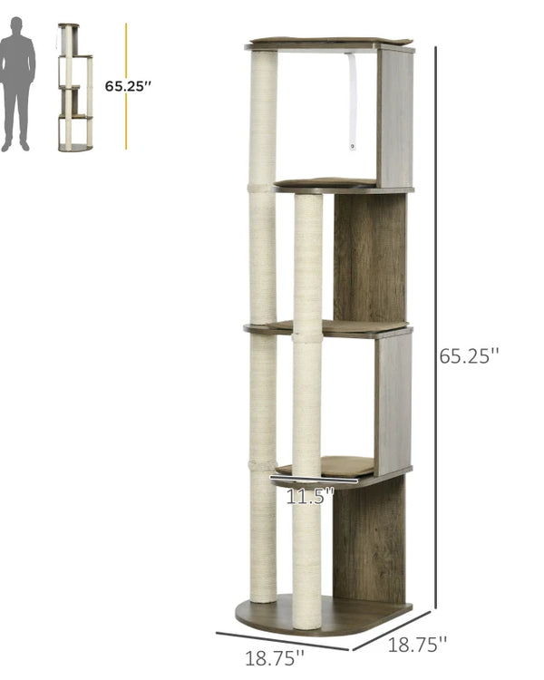 The Nook · Corner Cat Tree · 4 Platforms · Space-Saving · Natural Sisal · PurrPeak