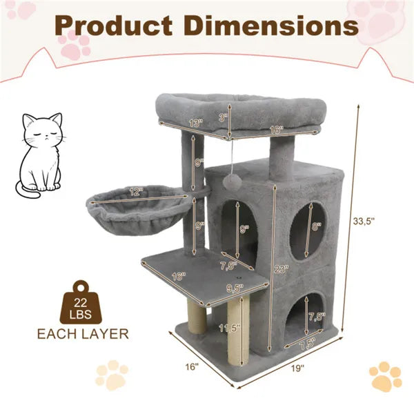 The Ridgeline · Compact Cat Tree · Condo & Hammock · Natural Sisal · PurrPeak