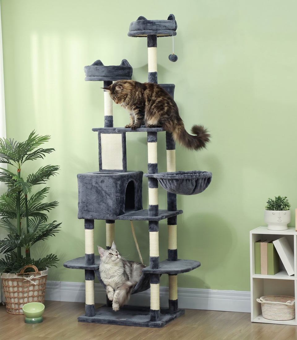 The Fortress · Maine Coon Cat Tree · 2 Condos & Hammock · Multi-Cat · PurrPeak