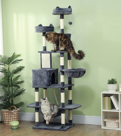 The Fortress · Maine Coon Cat Tree · 2 Condos & Hammock · Multi-Cat · PurrPeak