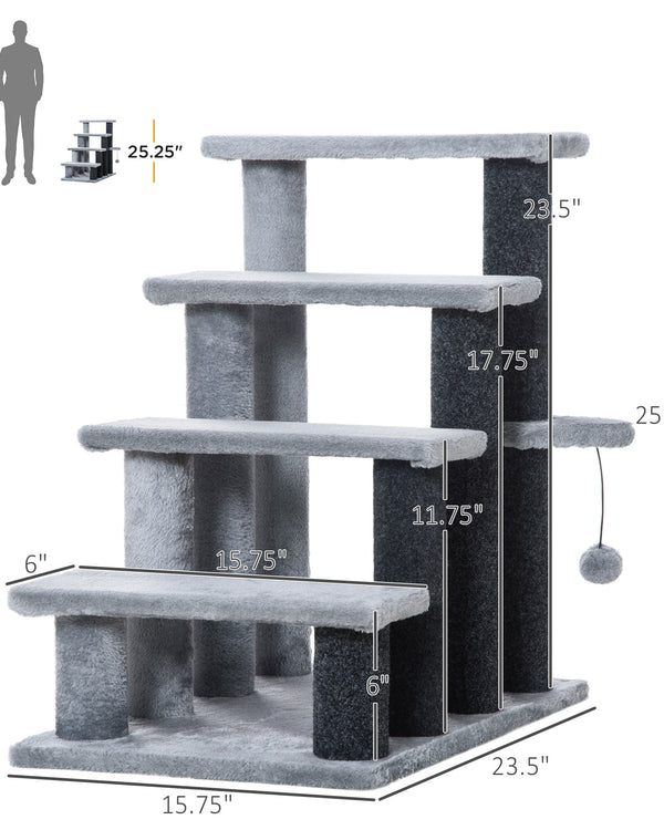The Burrow · Pet Stairs for Cats & Small Dogs · 4-Step Plush · PurrPeak
