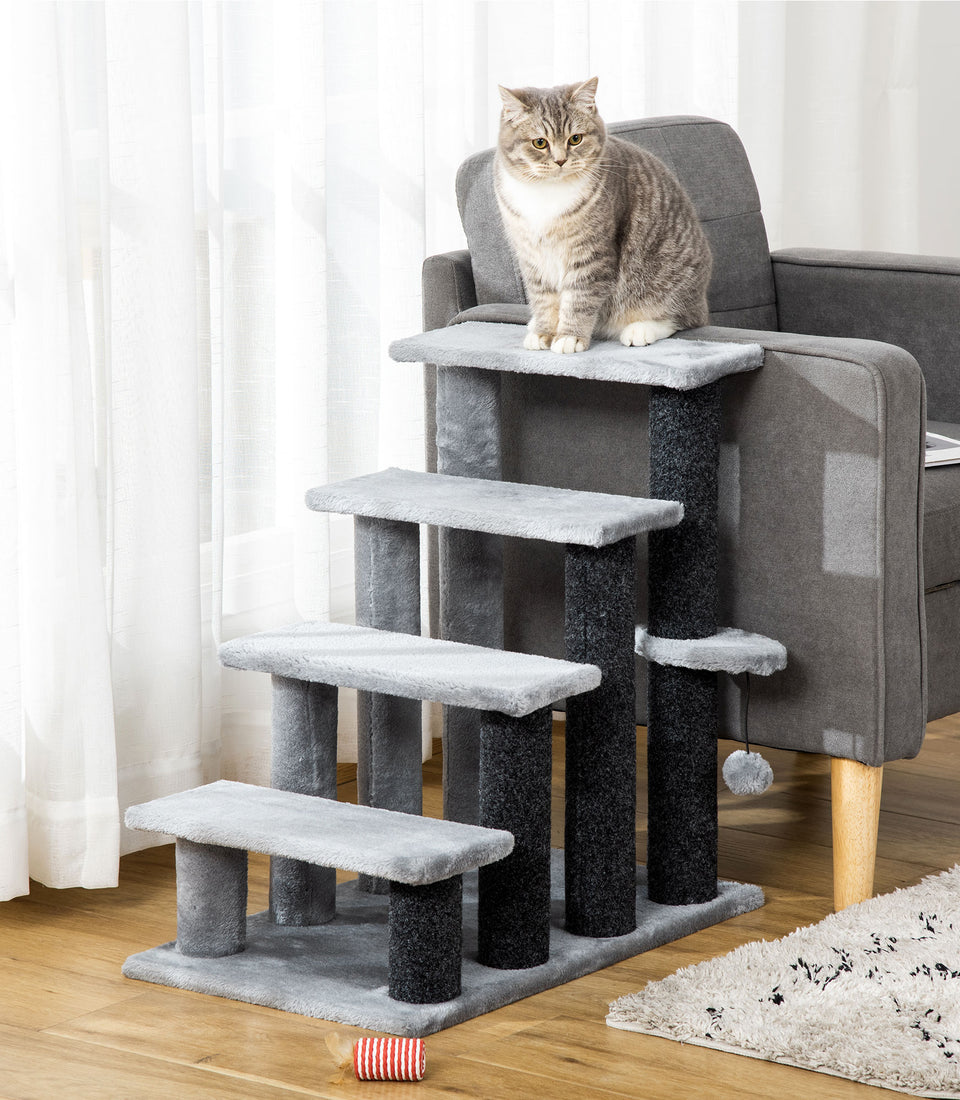 The Burrow · Pet Stairs for Cats & Small Dogs · 4-Step Plush · PurrPeak