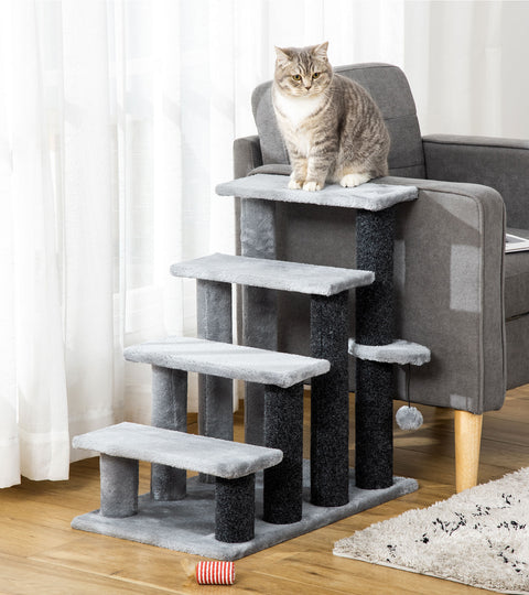 The Burrow · Pet Stairs for Cats & Small Dogs · 4-Step Plush · PurrPeak
