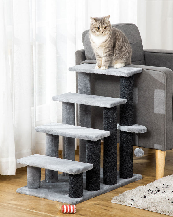 The Burrow · Pet Stairs for Cats & Small Dogs · 4-Step Plush · PurrPeak