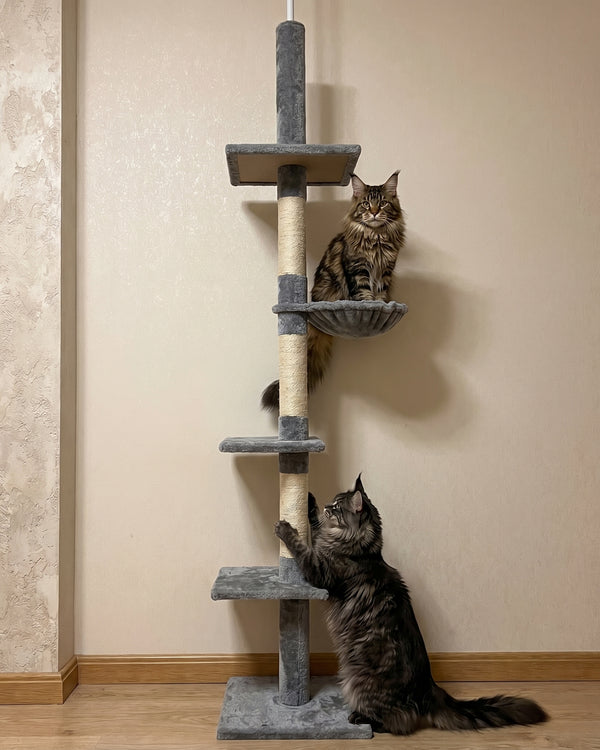 The Spire · Maine Coon Floor-to-Ceiling Cat Tree · No-Drill · PurrPeak